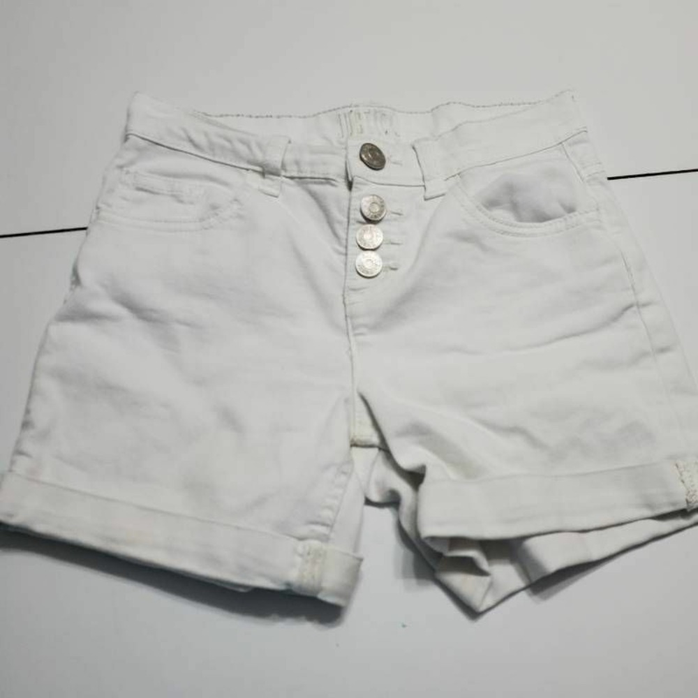 Justice Girls Jean Shorts White Stretch Light Wash Pockets Flat Front 10